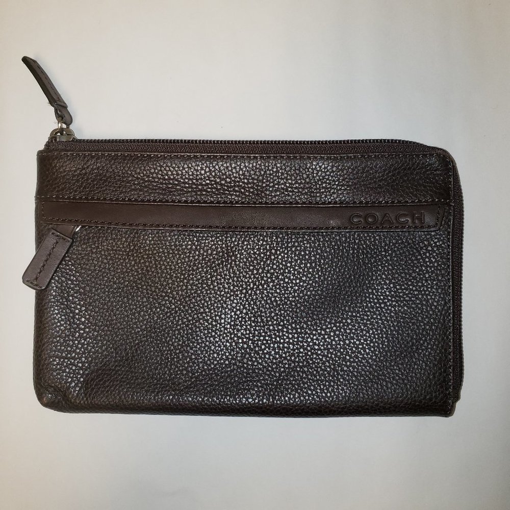 COACH Dark Brown Pebble Leather Wallet/Pouch